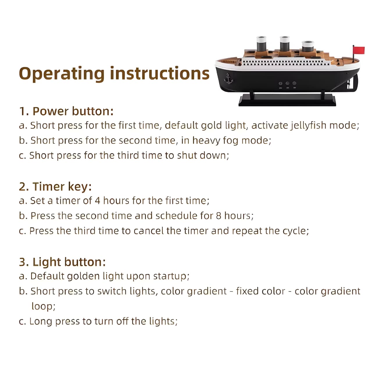 موزع مرطب هواء بتصميم سفينة تايتانيك البخارية للمنزل