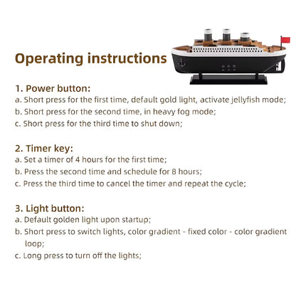 موزع مرطب هواء بتصميم سفينة تايتانيك البخارية للمنزل